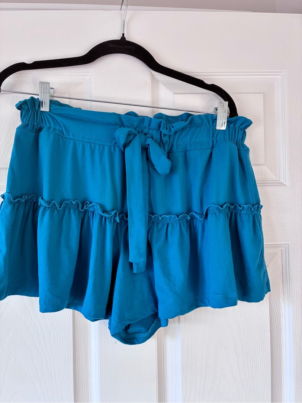 Hot Kiss Bright Teal Ruffle Tie-Waist Skort Shorts